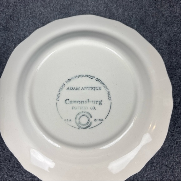 Set of 4 Adam Antique Canonsburg Pottery Candle & Red Poinsetta Salad Plates Vtg - Picture 8 of 12